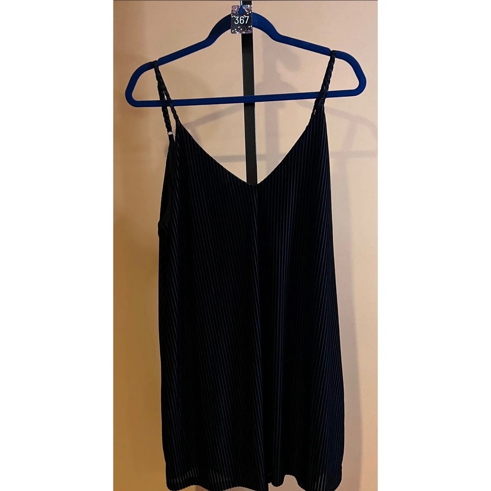 Wild Fable Black Metallic Knit Cami Mini Dress Braided Straps V-Neck Large